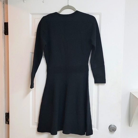 Sandro Diamond Knit Long Sleeve Fit and Flare Mini Dress - Picture 6 of 12